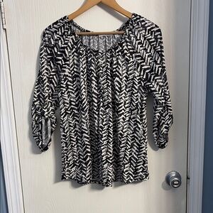 Notations Black and White Relaxed Blouse